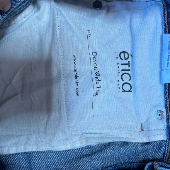 Etica Blue Flare Jeans with Knee Distressing - Picture 9 of 13